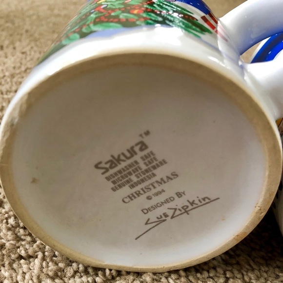 Sue Zipkin Blue Holiday Christmas Coffee Mug Set. - Picture 7 of 9